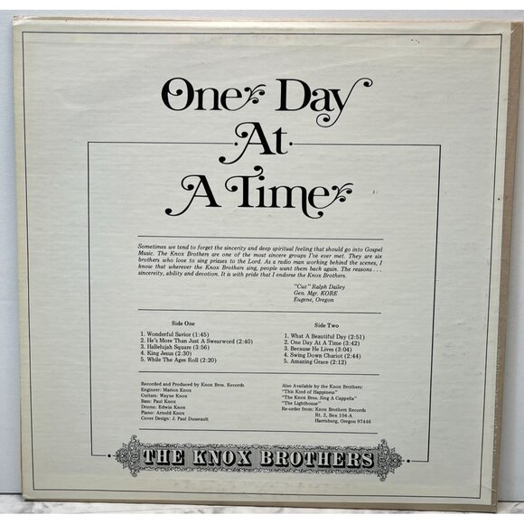 The Knox Brothers One Day At A Time Vinyl LP Religious Gospel Oregon Christian - Picture 5 of 6